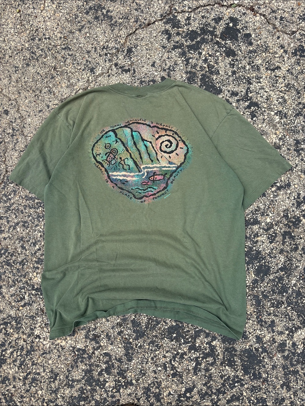 Vintage 90s Crazy Shirts Hawaii Mens XL Cotton Na Pali Kauai Single Stitch Tee